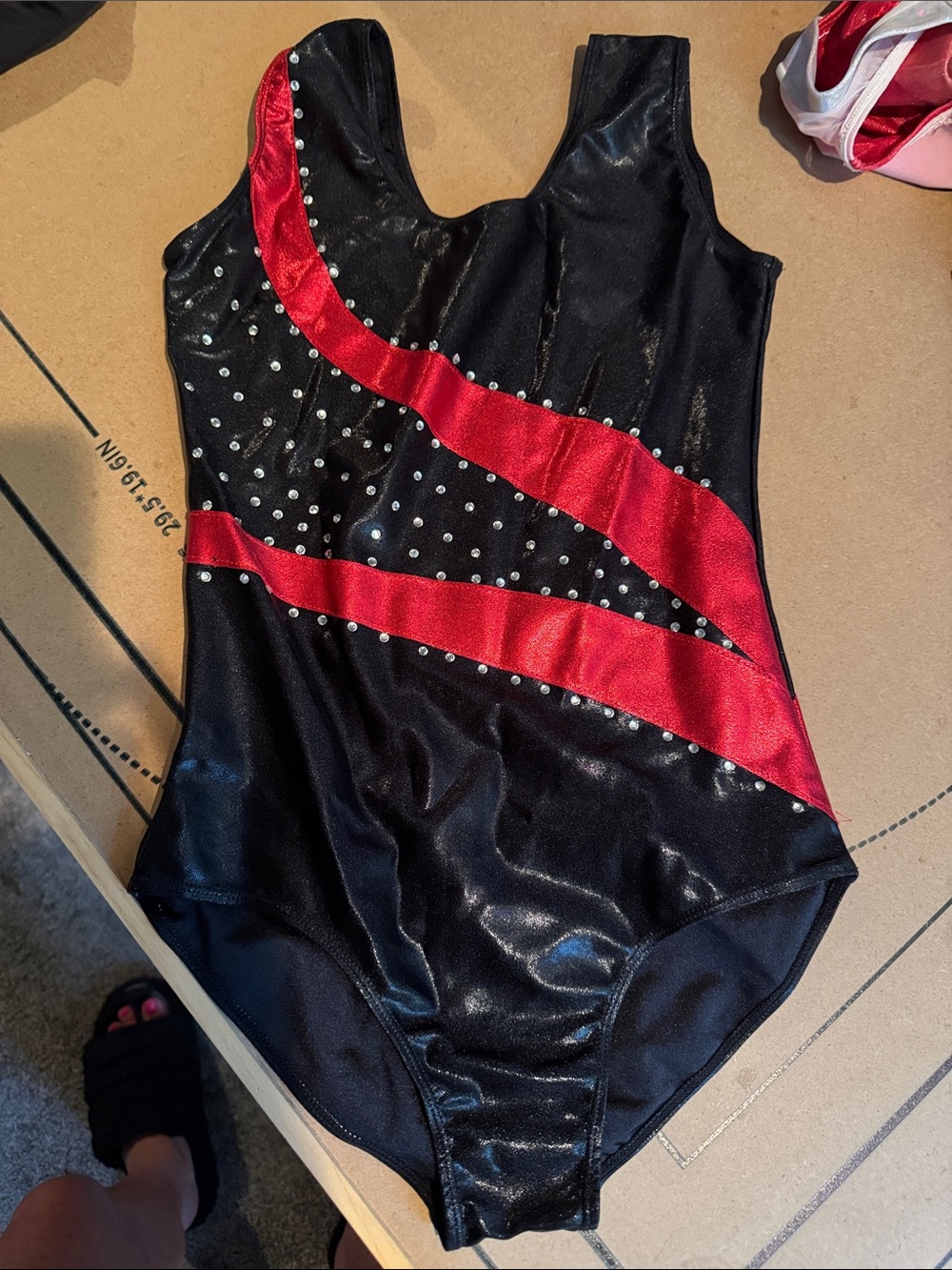 Kids Black and Red Sparkle One-Piece Leotard